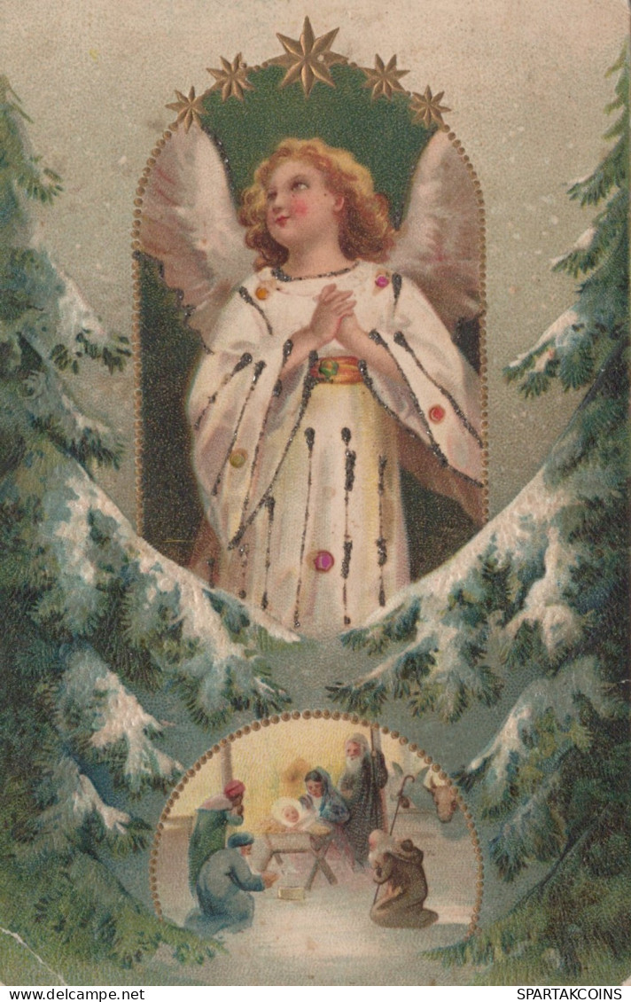 1901 ANGELO Buon Anno Natale Vintage Cartolina CPA #PAG664.IT - Angels