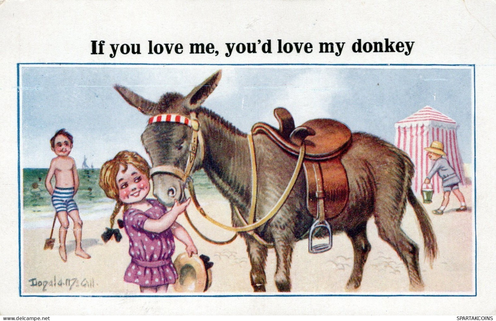 ASINO Animale BAMBINO Vintage CPA Cartolina #PAA123.IT - Donkeys