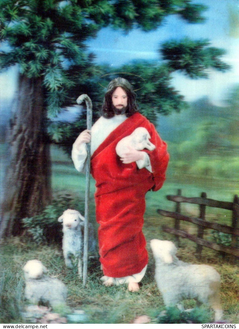 CRISTO SANTO Cristianesimo Religione LENTICULAR 3D Vintage Cartolina CPSM #PAZ003.IT - Jesus