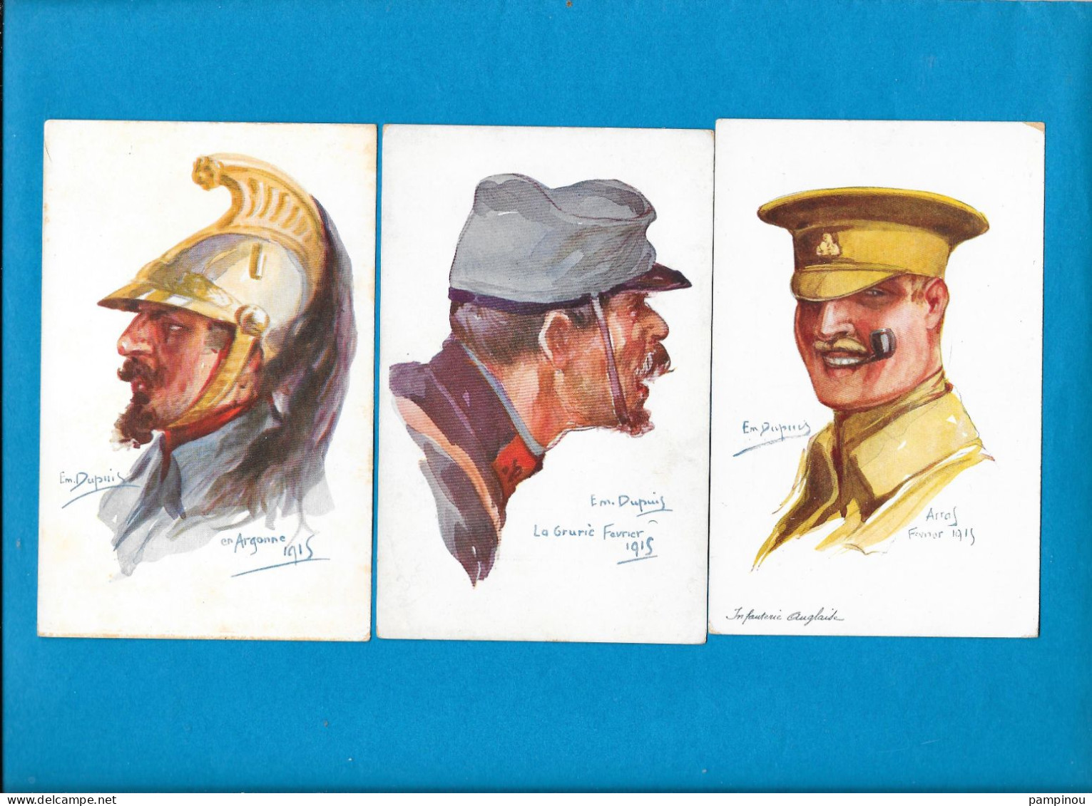 E.  DUPUIS - Lot 3 Cpa Portraits Milittaires Guerre 14/18 - Illustrations - Dupuis, Emile