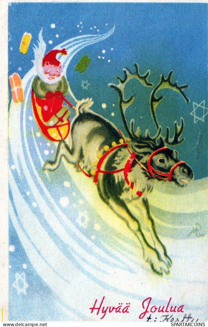 BABBO NATALE Buon Anno Natale Vintage Cartolina CPSMPF #PKG322.IT - Santa Claus