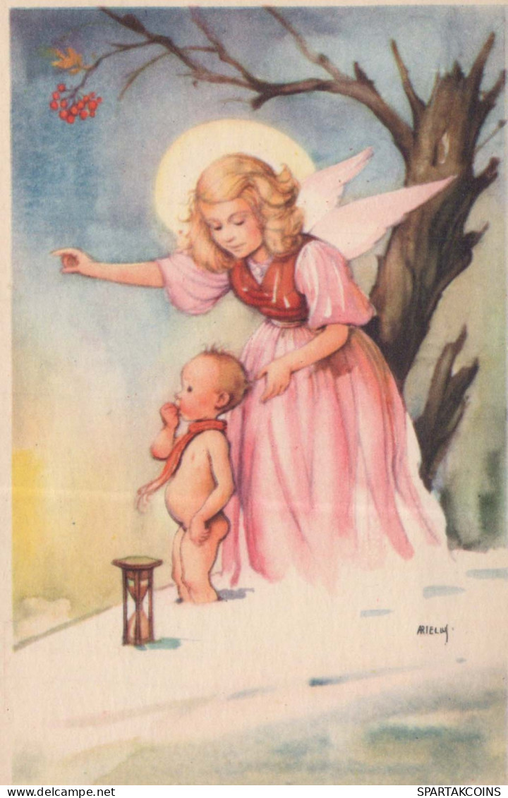 ANGELO Natale Vintage Cartolina CPSMPF #PKD766.IT - Engelen