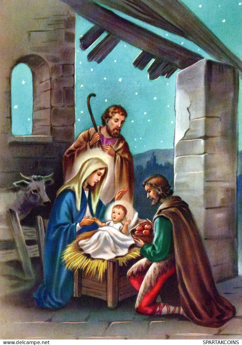 Vergine Maria Madonna Gesù Bambino Natale Religione Vintage Cartolina CPSM #PBP654.IT - Vierge Marie & Madones