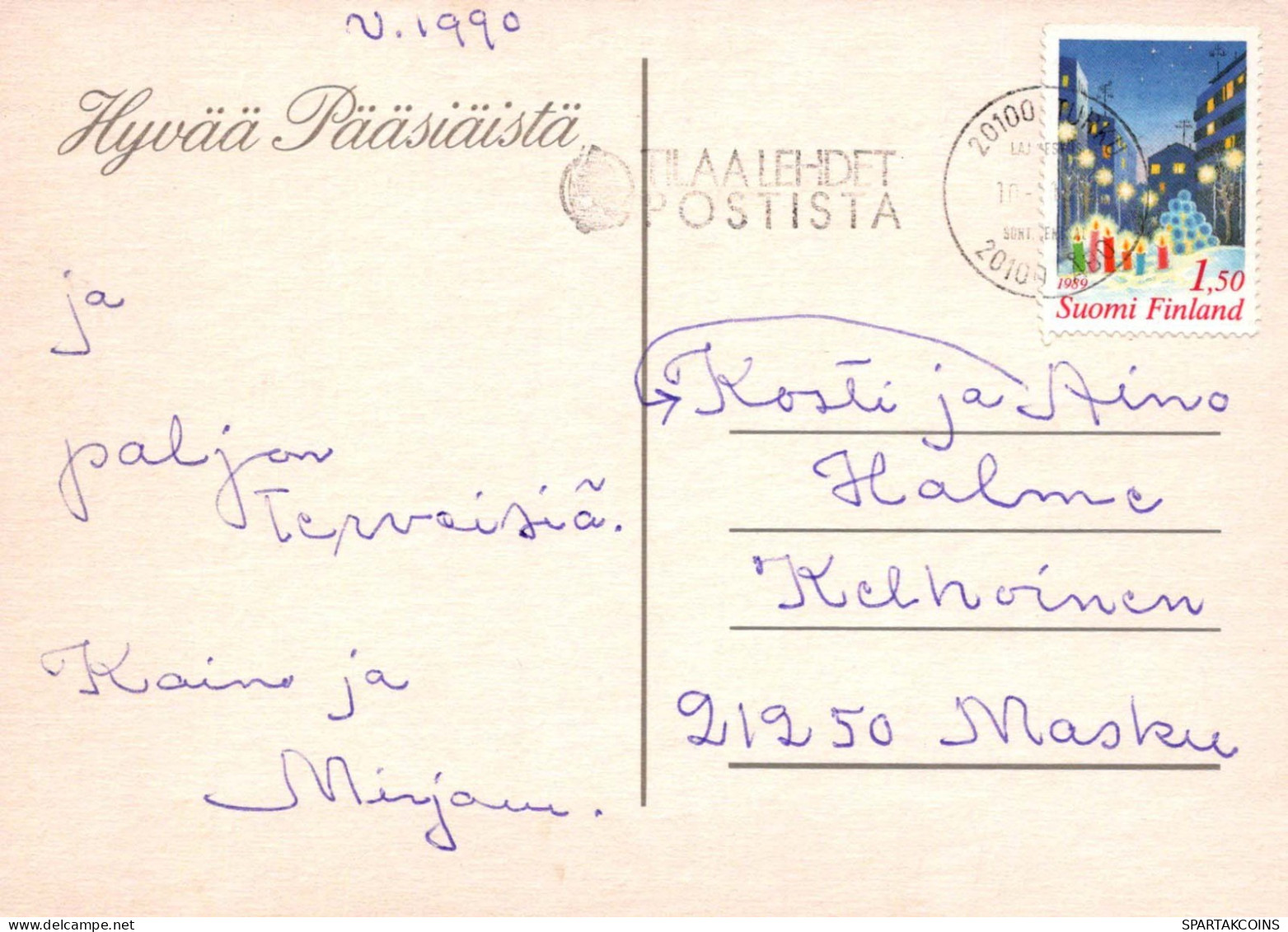 PASQUA POLLO UOVO Vintage Cartolina CPSM #PBO587.IT - Easter