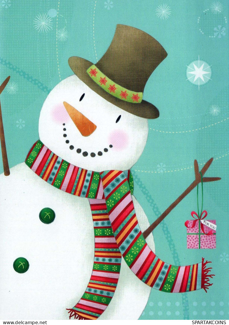Buon Anno Natale PUPAZZO Vintage Cartolina CPSM #PBM516.IT - New Year