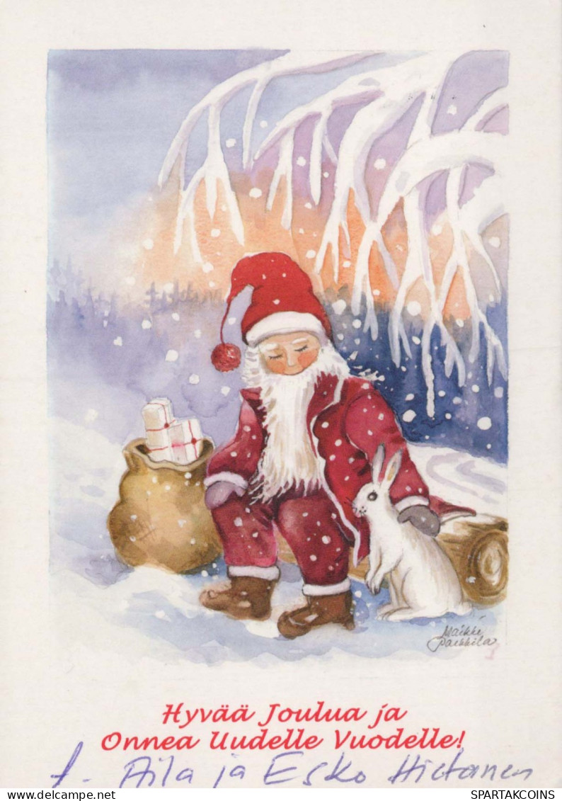 BABBO NATALE Buon Anno Natale Vintage Cartolina CPSM #PBL473.IT - Santa Claus