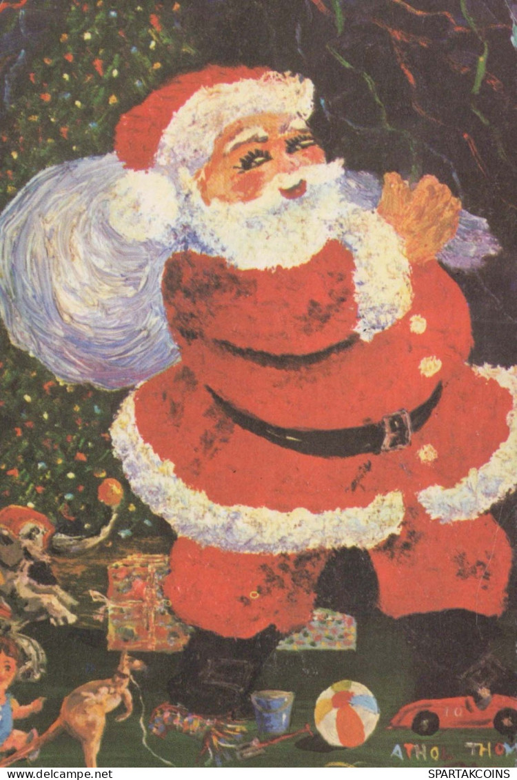 BABBO NATALE Buon Anno Natale Vintage Cartolina CPSM #PBL407.IT - Santa Claus