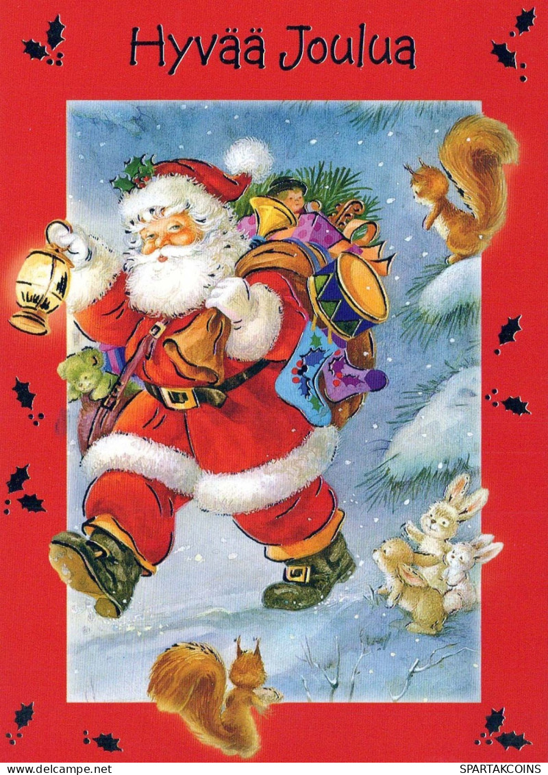 BABBO NATALE Buon Anno Natale Vintage Cartolina CPSM #PBL083.IT - Santa Claus