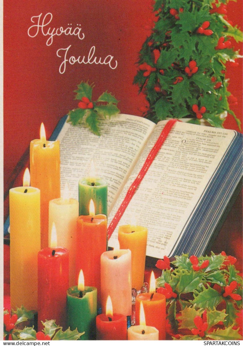 Buon Anno Natale CANDELA Vintage Cartolina CPSM #PAW099.IT - Neujahr