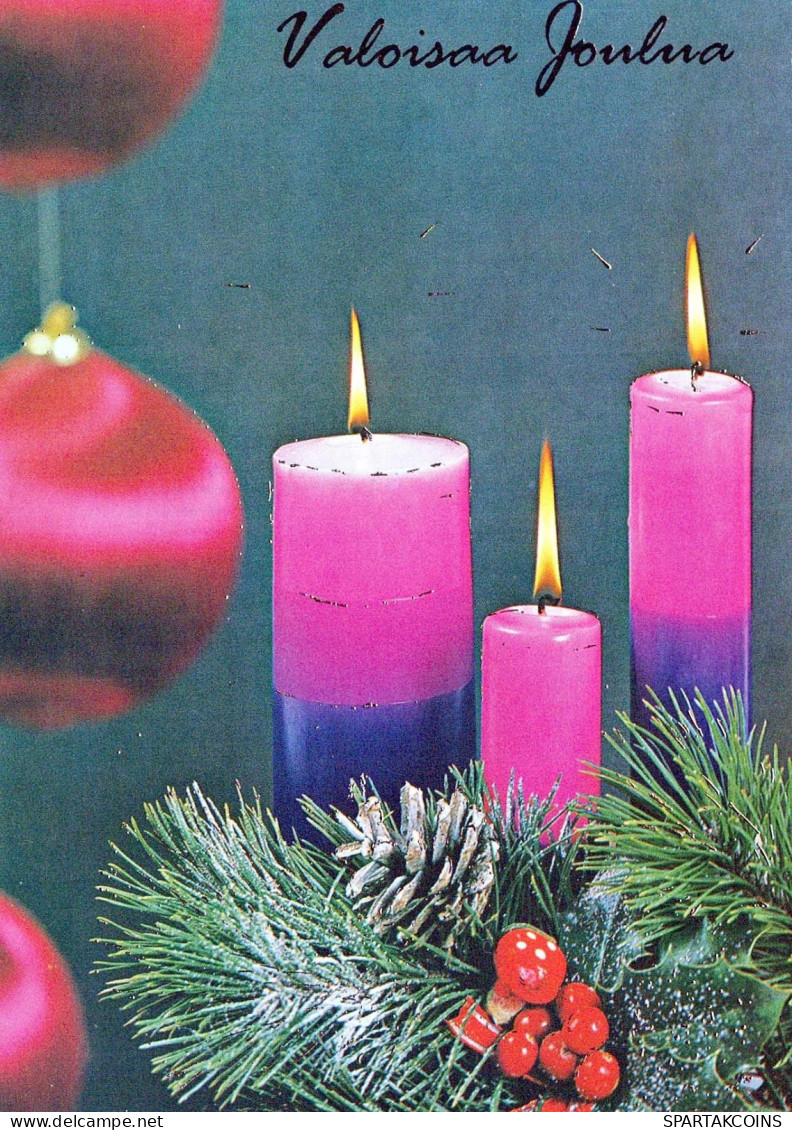 Buon Anno Natale CANDELA Vintage Cartolina CPSM #PAW159.IT - Año Nuevo