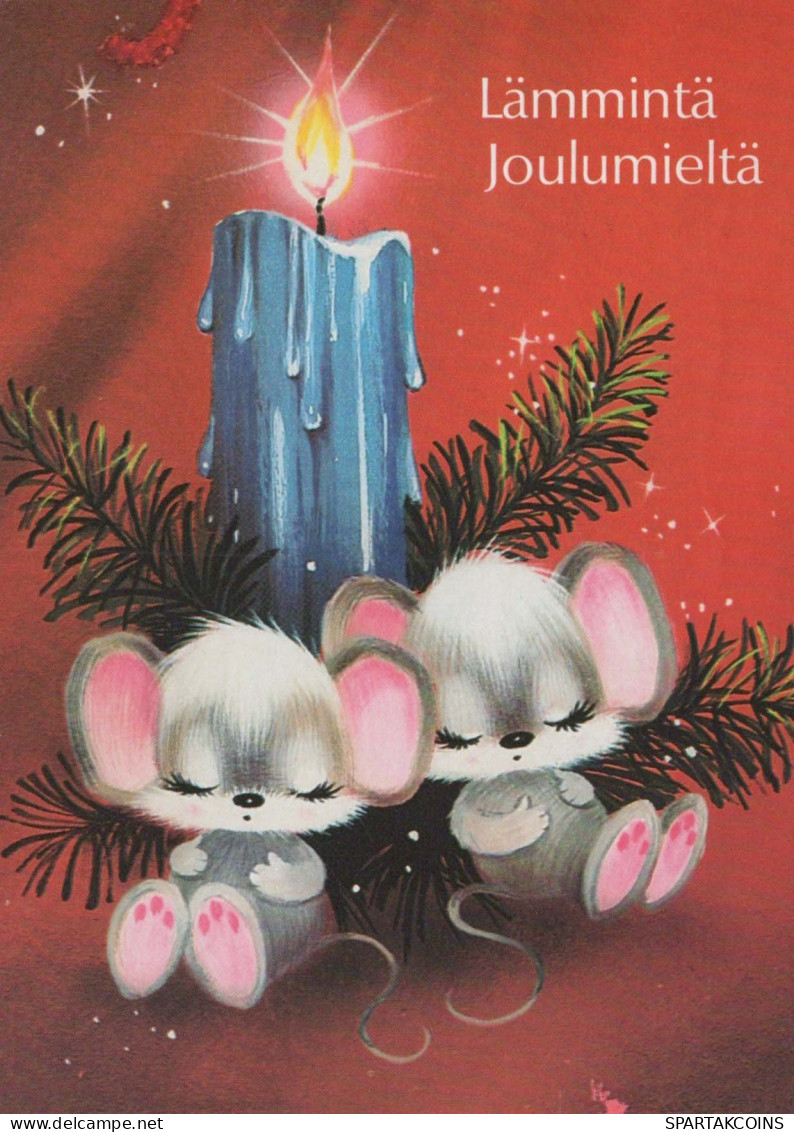 Buon Anno Natale MOUSE Vintage Cartolina CPSM #PAU981.IT - Año Nuevo