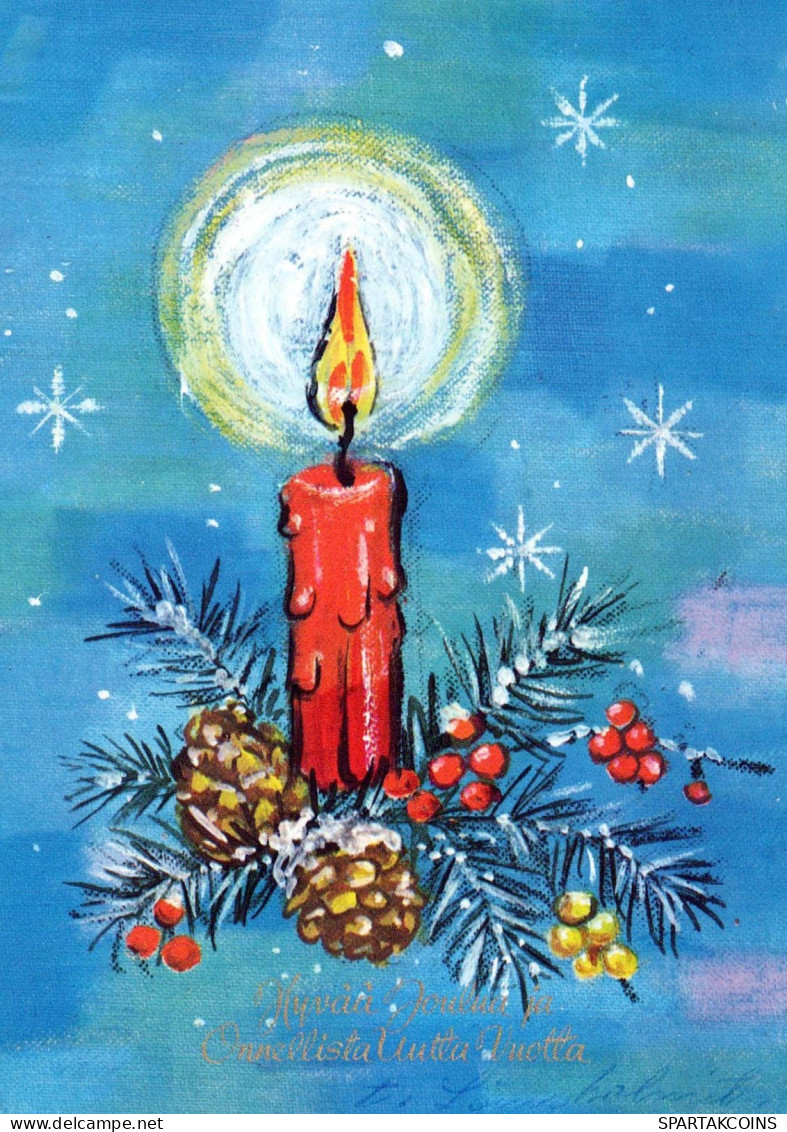 Buon Anno Natale CANDELA Vintage Cartolina CPSM #PAV369.IT - Año Nuevo