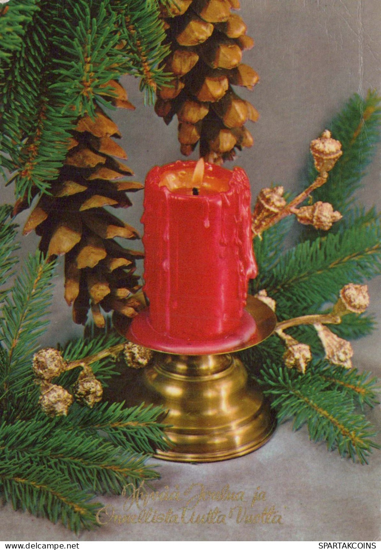 Buon Anno Natale CANDELA Vintage Cartolina CPSM #PAV492.IT - Año Nuevo