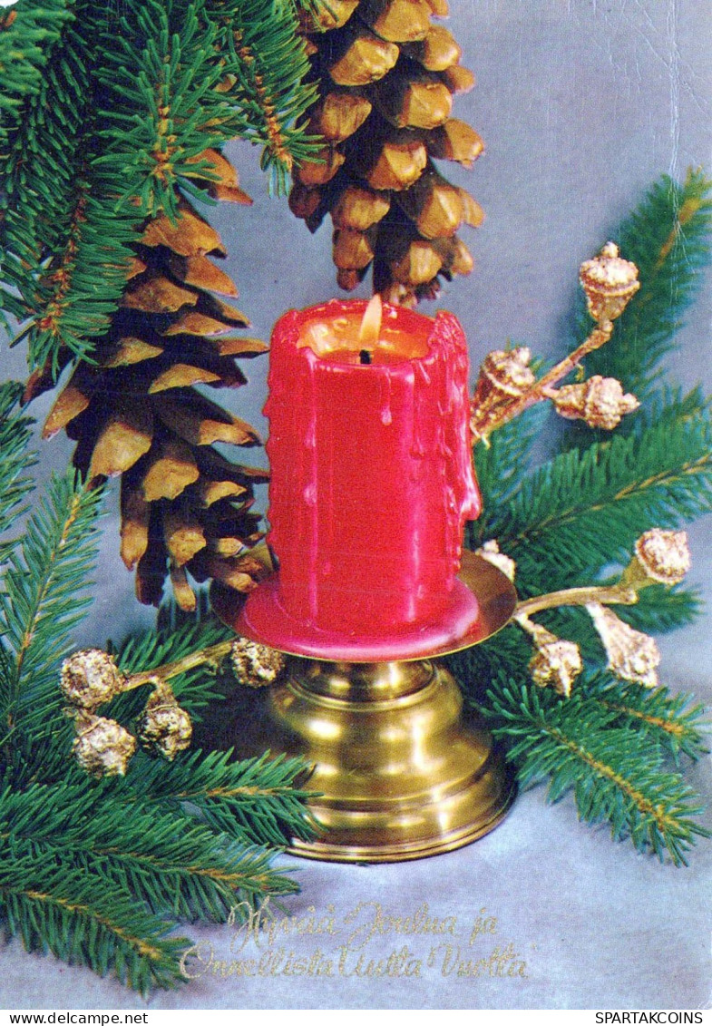 Buon Anno Natale CANDELA Vintage Cartolina CPSM #PAV492.IT - Año Nuevo