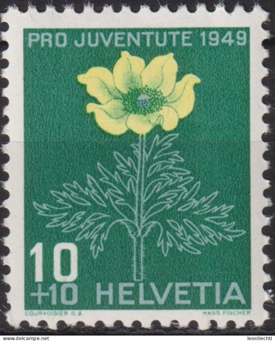 1949 Schweiz Pro Juventute ** Mi:CH 542 Yt:CH 494, Zum:CH J130, Schwefelanemone - Nuovi