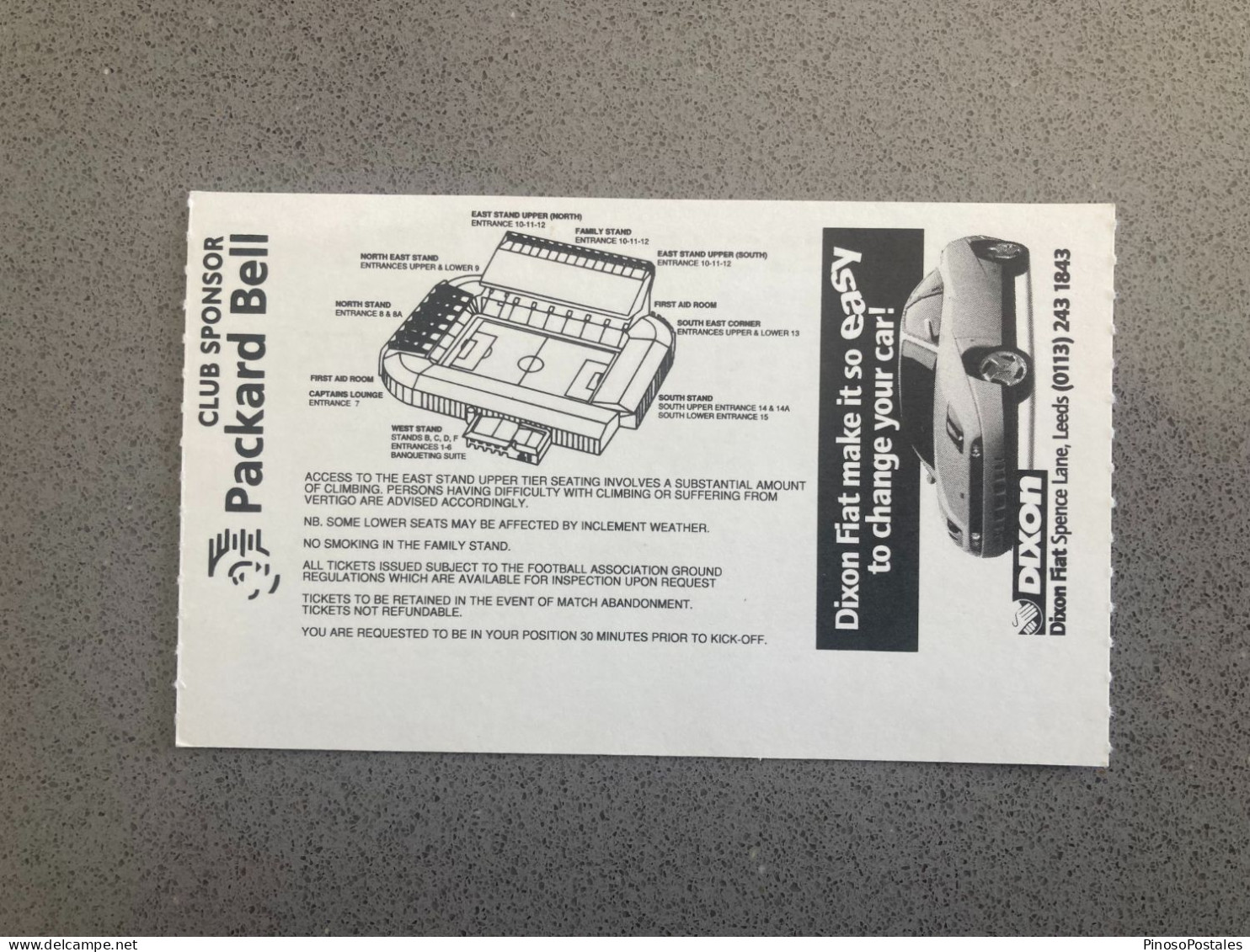 Leeds United V Sheffield Wednesday 1999-00 Match Ticket - Tickets & Toegangskaarten