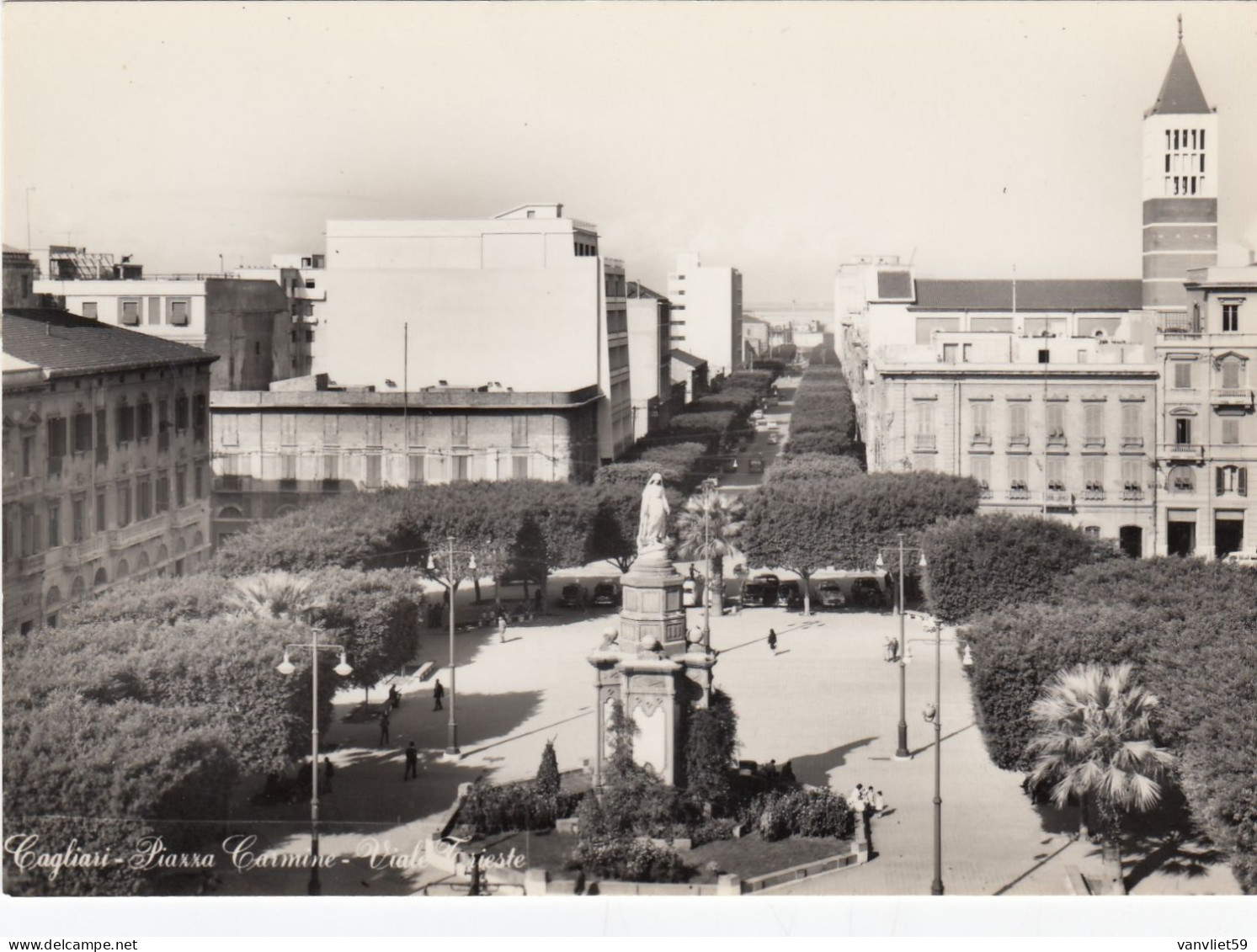 CAGLIARI-PIAZZA CAMINE-VIALE TRIESTE-CARTOLINA VERA FOTOGRAFIA NON  VIAGGIATA 1950-1959 - Cagliari