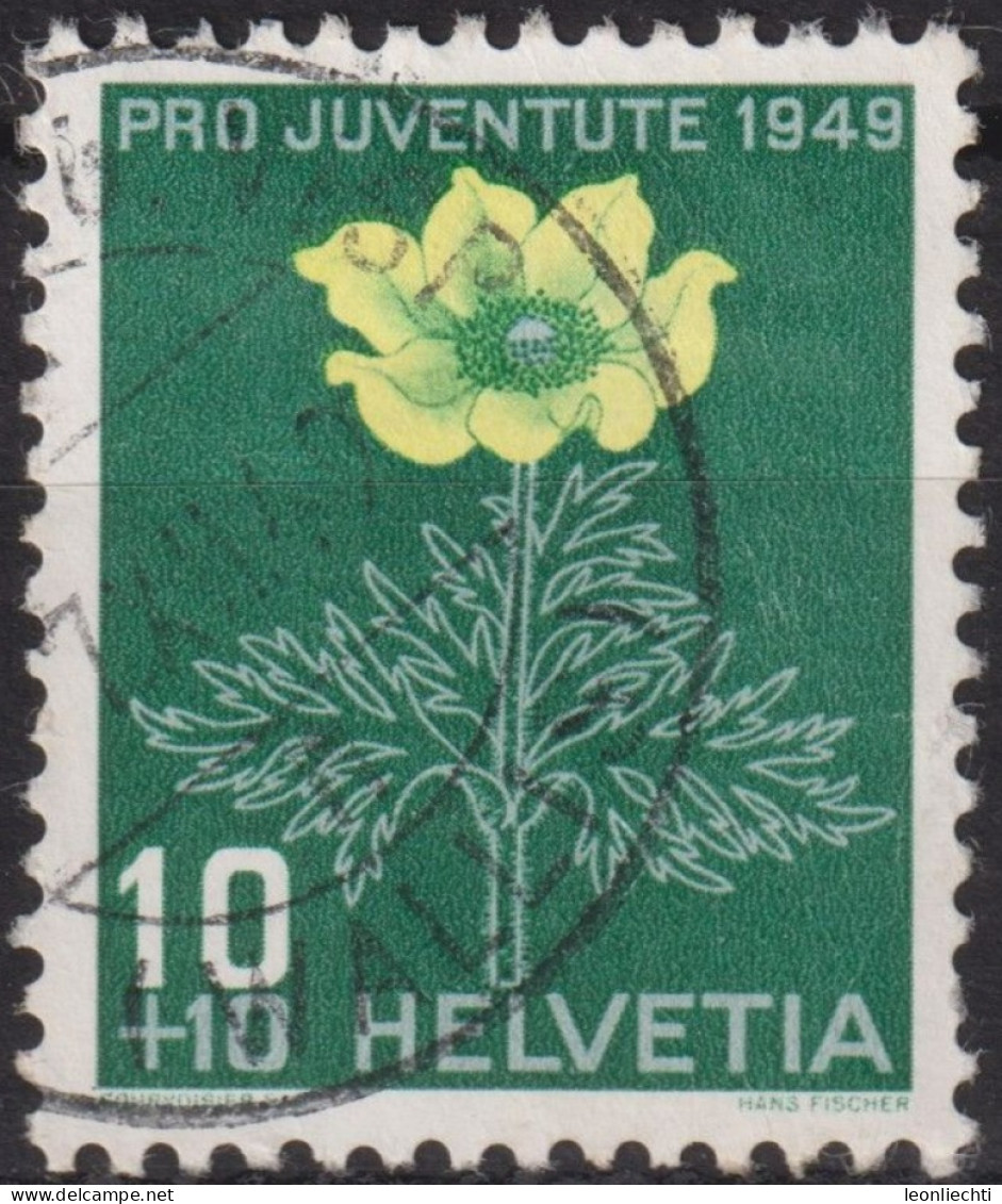 1949 Schweiz Pro Juventute ° Mi:CH 542 Yt:CH 494, Zum:CH J130, Schwefelanemone - Used Stamps