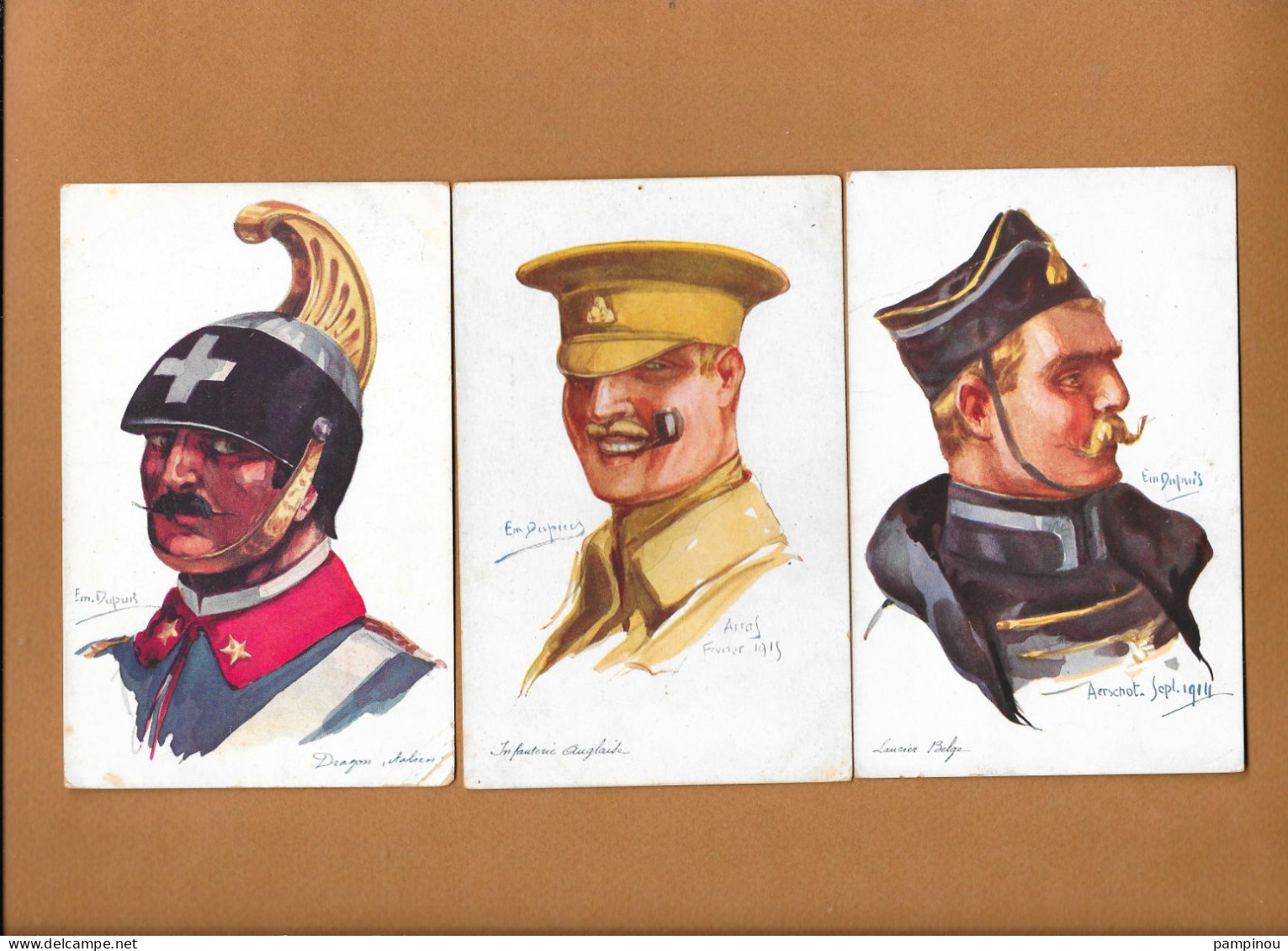 E.  DUPUIS - Lot 3 Cpa Portraits Milittaires Guerre 14/18 - Illustrations - Dupuis, Emile