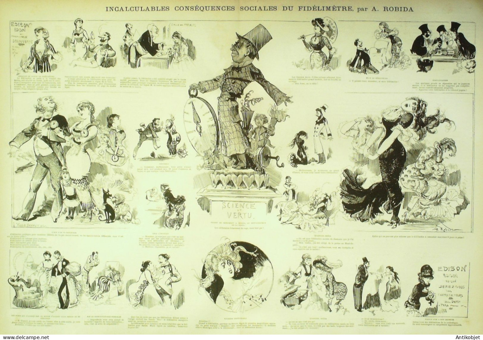 La Caricature 1880 N°  25 Invention D'Edison Le Fidélimètre Barret Robida Quidam - Zeitschriften - Vor 1900