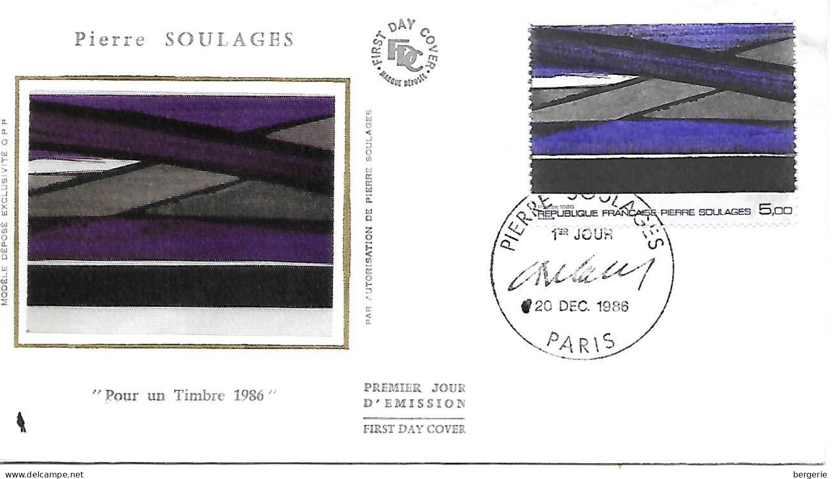 1er/ Jour   1986    -   Tableau De  Pierre Soulages - 1980-1989