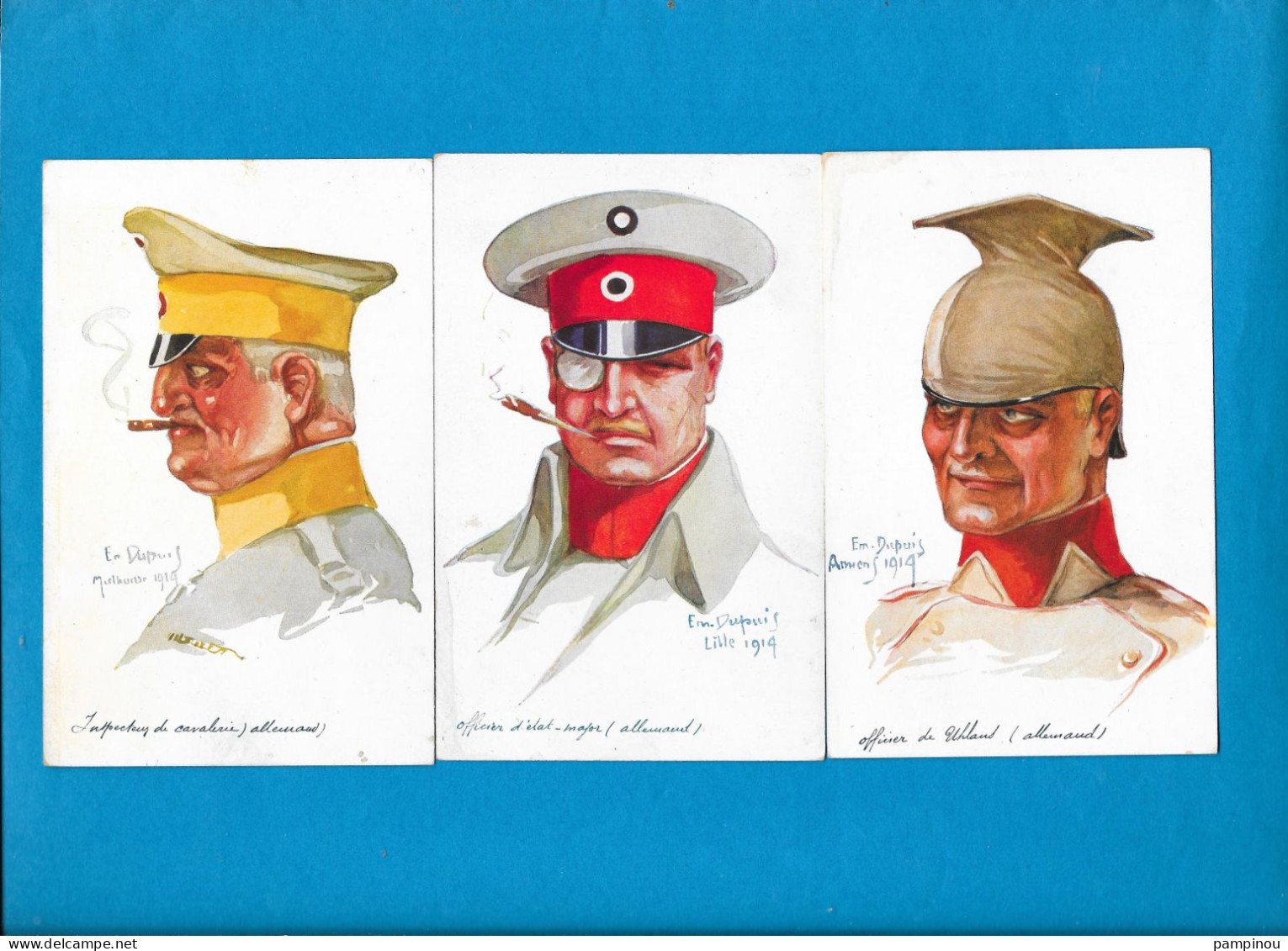 E.  DUPUIS - Lot 3 Cpa Portraits Militaires Allemands Guerre 14/18 - Illustrations - Dupuis, Emile