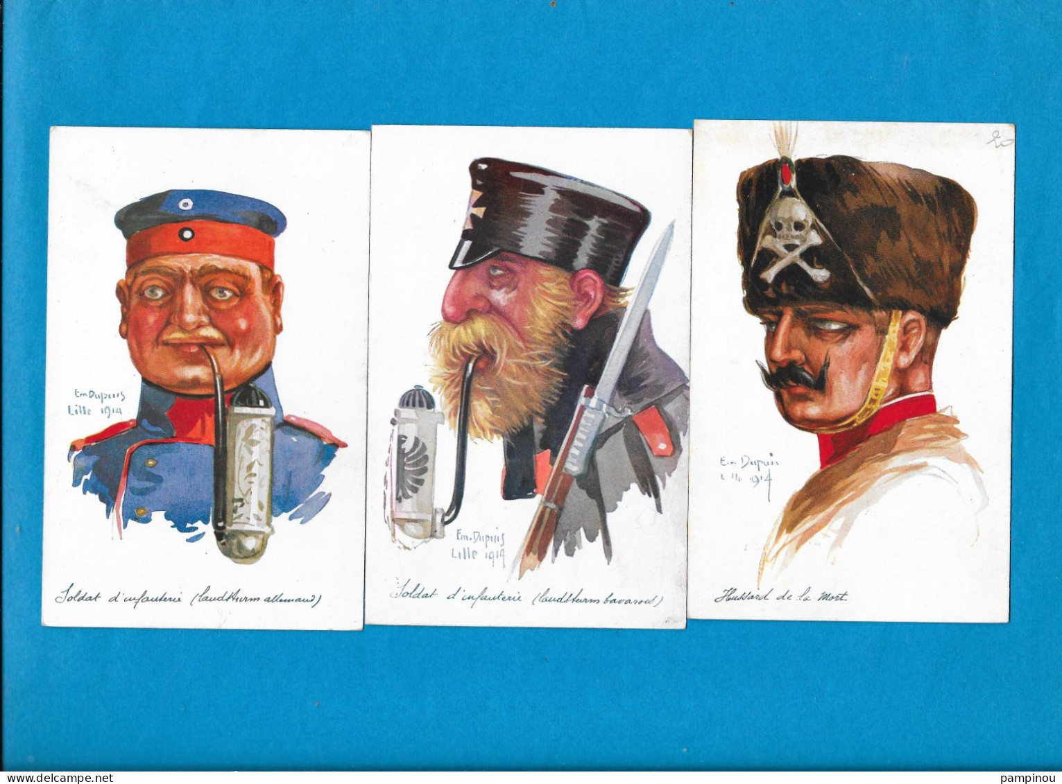 E.  DUPUIS - Lot 3 Cpa Portraits Militaires Allemands Guerre 14/18 - Illustrations - Dupuis, Emile