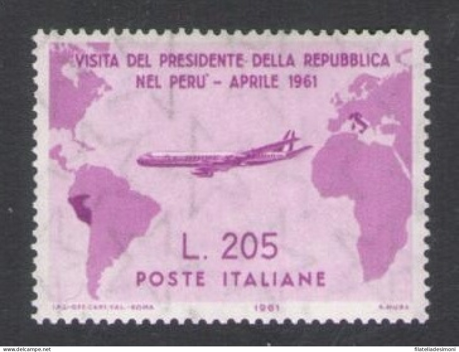 1961 Italia - 205 Lire Rosa - Gronchi Rosa - MNH** - Certificato De Simoni - 1961-70: Nieuw/plakker