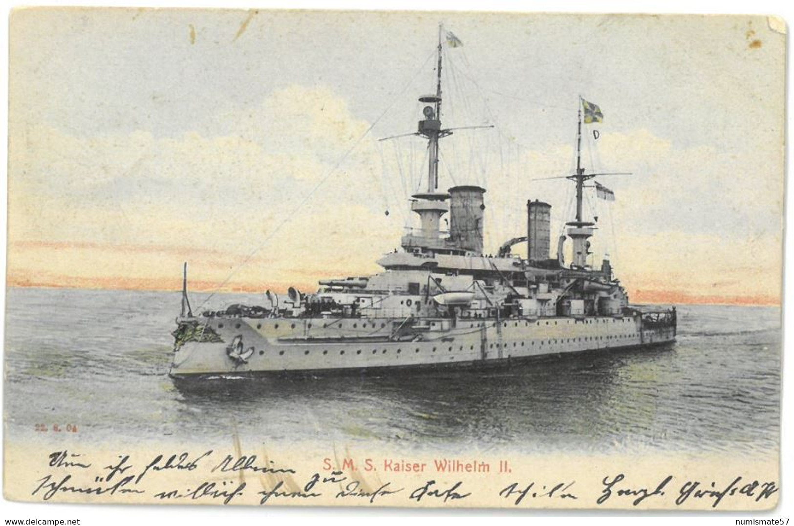 CPA SMS Kaiser Wilhelm II - Verlag Hermann Ch. Büsing , Oldenburg N°354 - Année 1904 - Oorlog