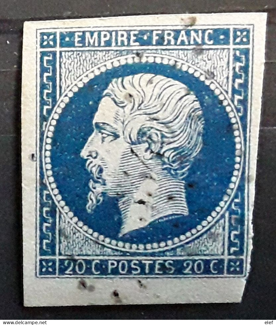 Empire No 14 A A Bleu Foncé BORD DE FEUILLE  Obl Pc 3340 De THENEZAY,Deux Sèvres Indice 14, TB - 1853-1860 Napoleone III