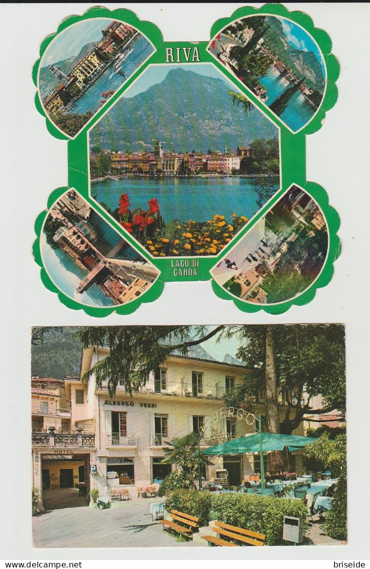 N. 2 CARTOLINE RIVA DEL GARDA TRENTO ALBERGO HOTEL GIARDINO VERDI VEDUTINE PANORAMA VIAGGIATE - Autres & Non Classés