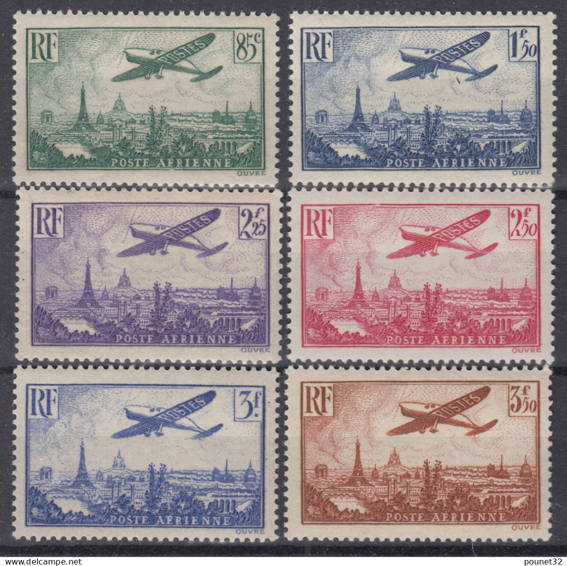 FRANCE POSTE AERIENNE AVION N° 8/13 NEUFS ** GOMME SANS CHARNIERE - COTE 300 € - 1927-1959 Neufs