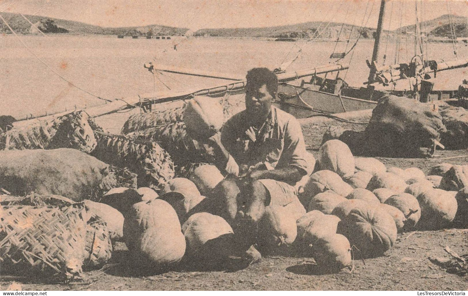 NOUVELLE CALEDONIE - Un Indigène Des Iles Loyauté Vient Vendre Sa Récolte - Animé - Carte Postale Ancienne - New Caledonia