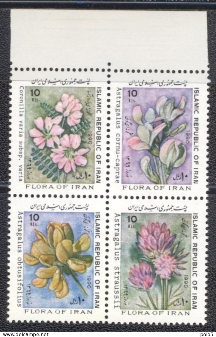 Iran 1990- Iranian New Year Flower Block Of 4v - Irán