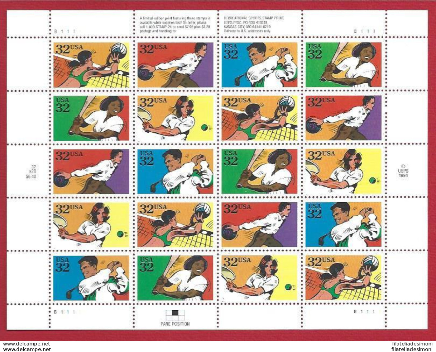 1995 Stati Uniti, Sport Ricreativi  N. 2677/2681 Minifoglio  - MNH** - Altri & Non Classificati