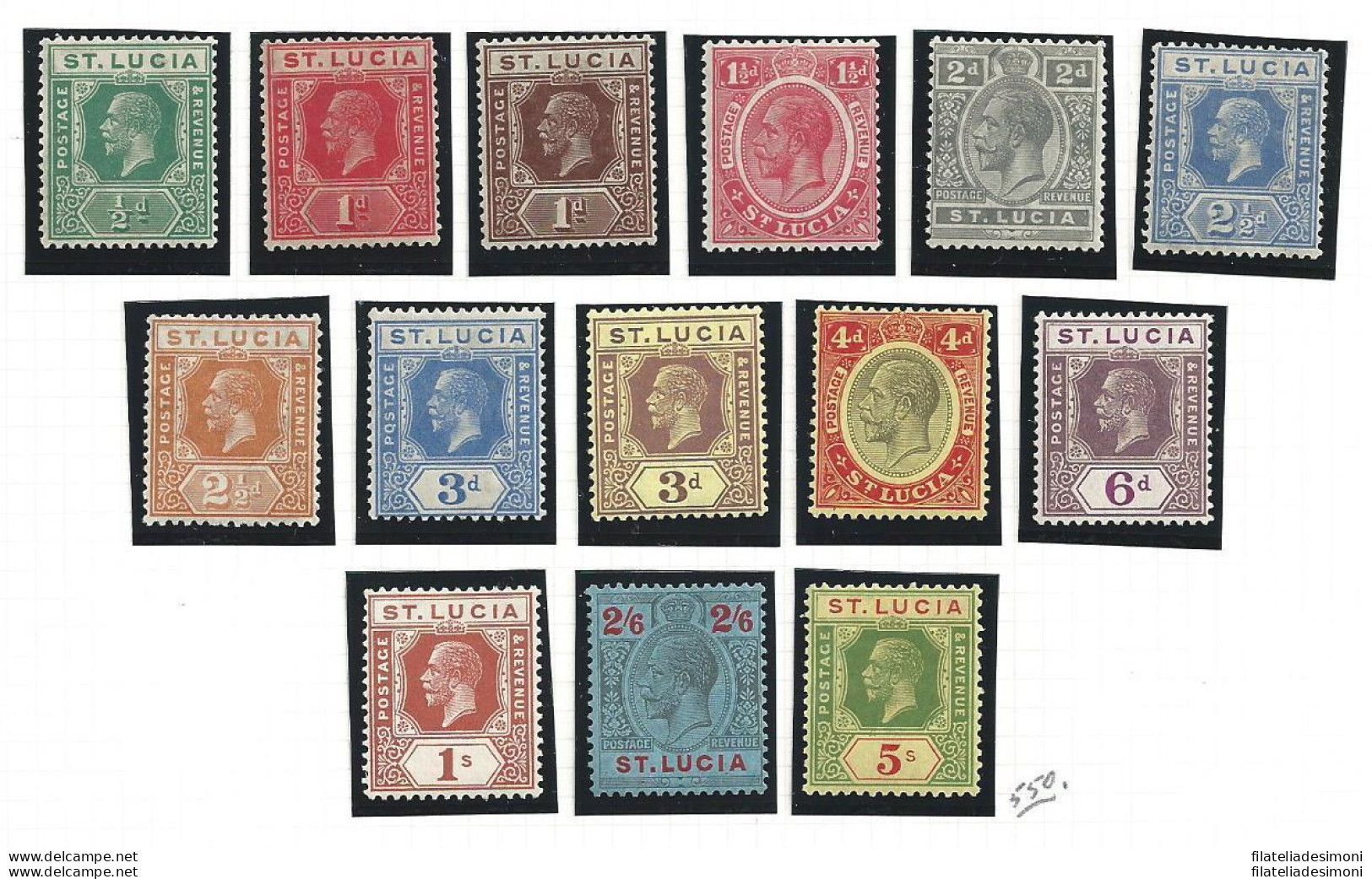 1921-30 ST. LUCIA SG 91/105  14 Valori  MH/* - Altri & Non Classificati