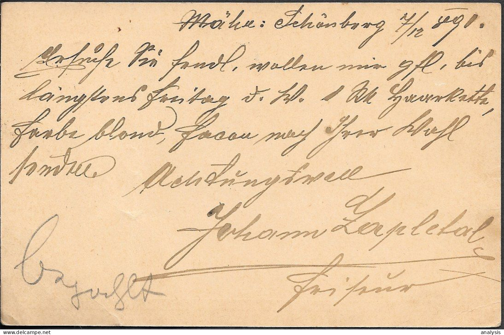 Austria Böhmen Mähren Mährisch Schönberg Postal Stationery Card Mailed 1891 - Brieven En Documenten