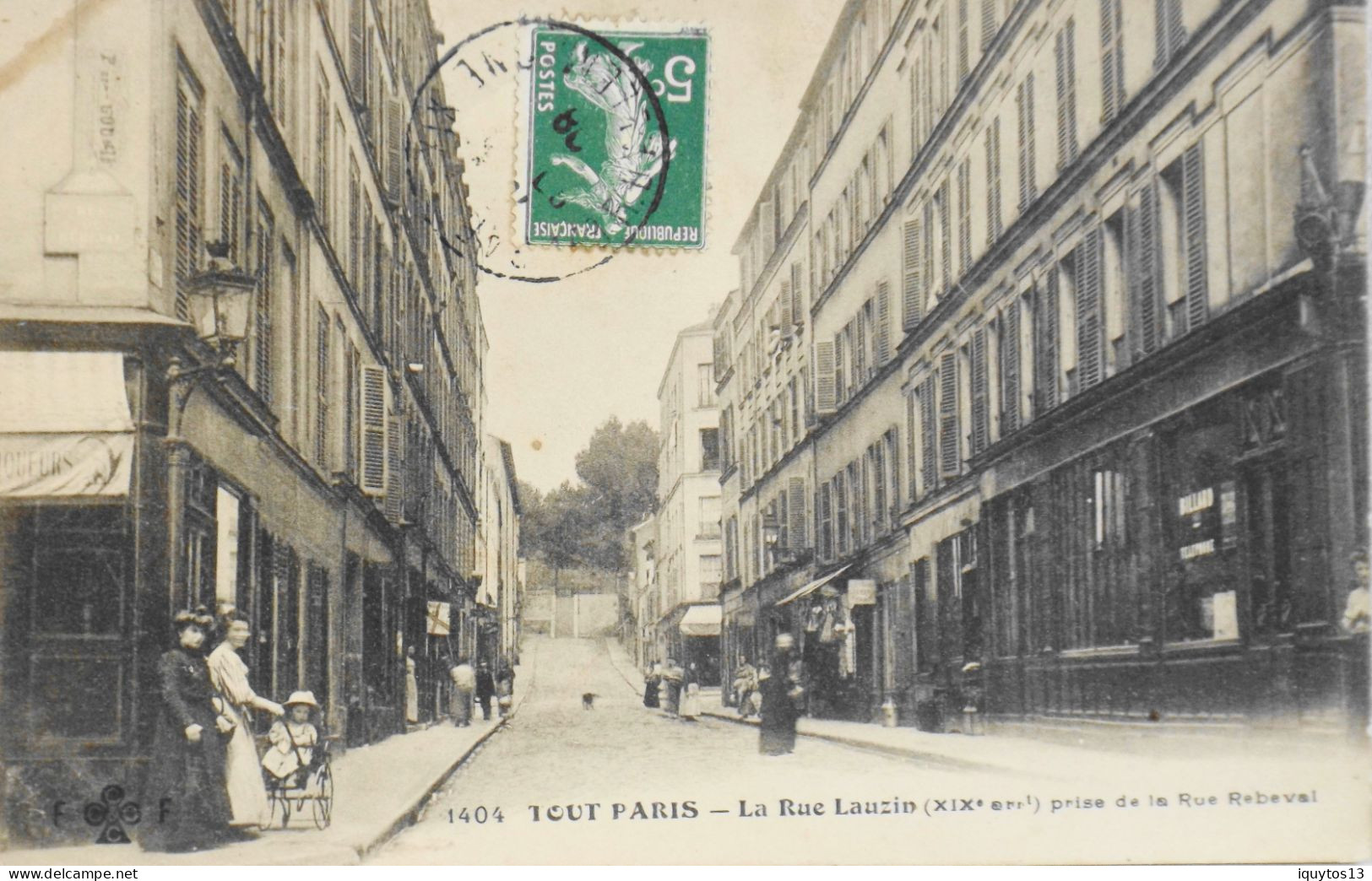 CPA. [75] > TOUT PARIS > N° 1404 - La Rue Lauzin Prise De La Rue Rebeval - (XIXe Arrt.) - 1908 - Coll. F. Fleury - TBE - Arrondissement: 19