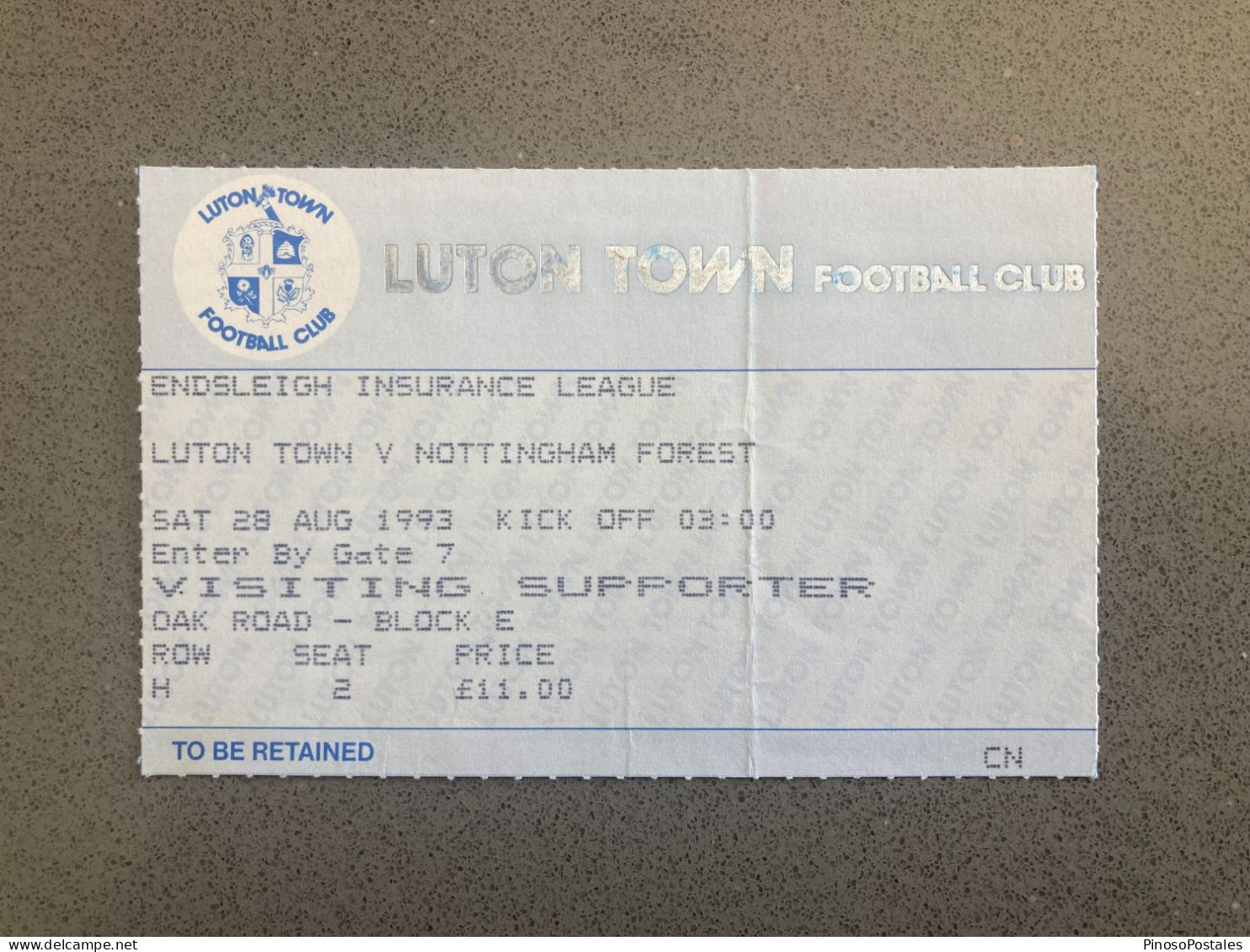 Luton Town V Nottingham Forest 1993-94 Match Ticket - Tickets & Toegangskaarten