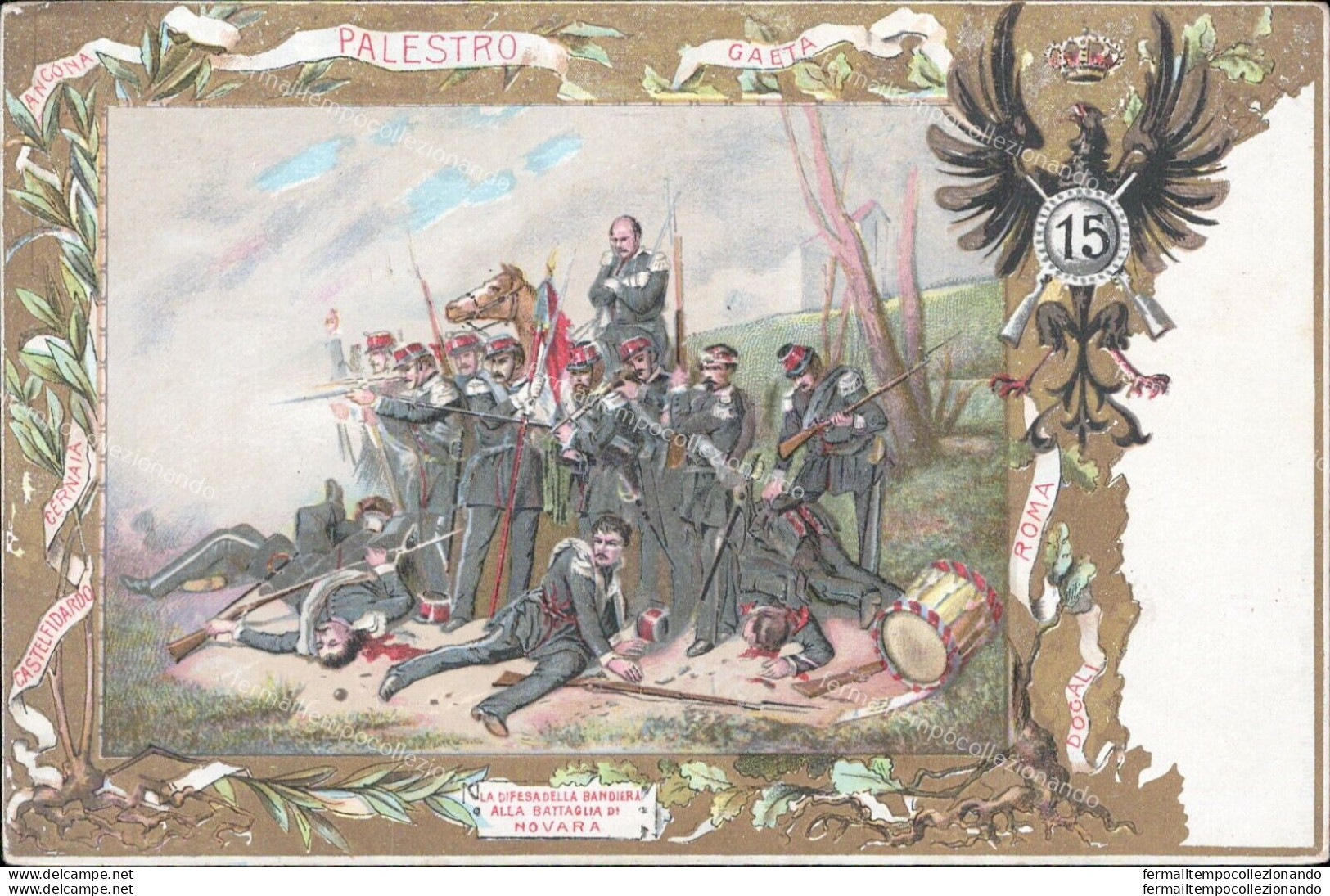 Ap267 Cartolina Militare 15 Reggimento Fanteria  Battaglia Di Novara - Regiments