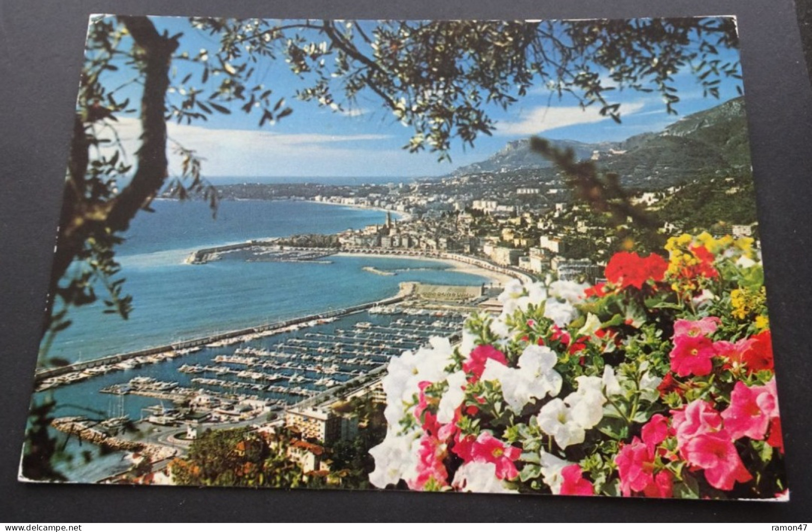 Menton - Vue Panoramique Sur Le Nouveau Port, La Vieille Ville.  Au Fond, Le Cap Martin Et La Tête De Chien - Menton