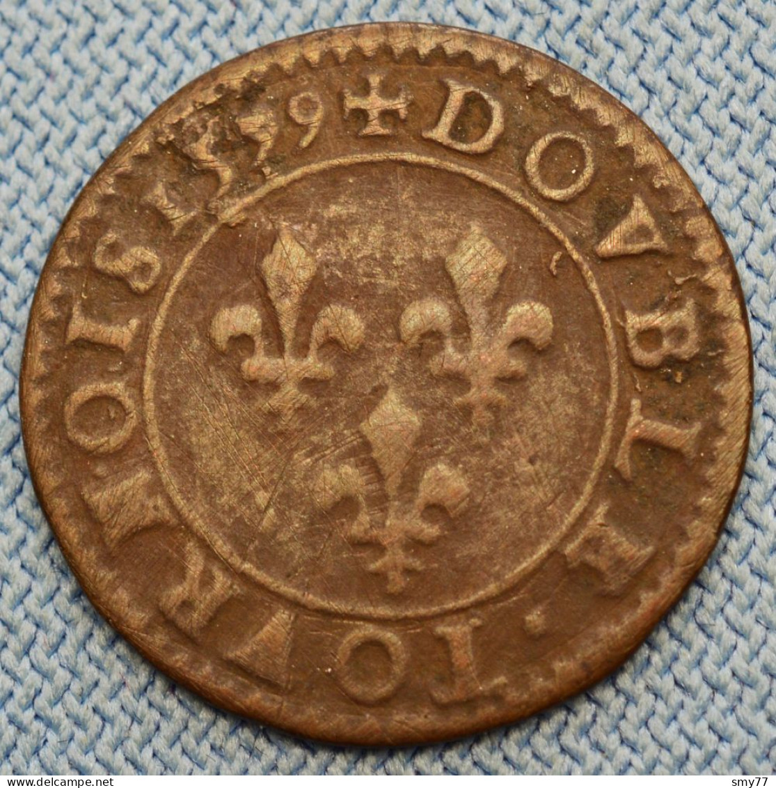 France • Double Tournois 1599 • Henri IV • Dy# 1273 CGKL# 222 Type B2 • [24-670] - 1589-1610 Henri IV Le Vert-Galant