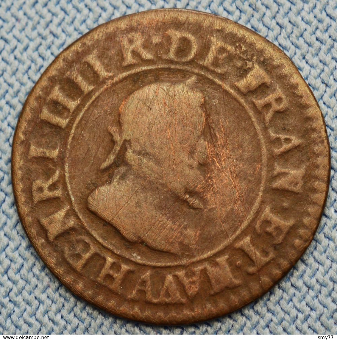 France • Double Tournois 1599 • Henri IV • Dy# 1273 CGKL# 222 Type B2 • [24-670] - 1589-1610 Enrique IV