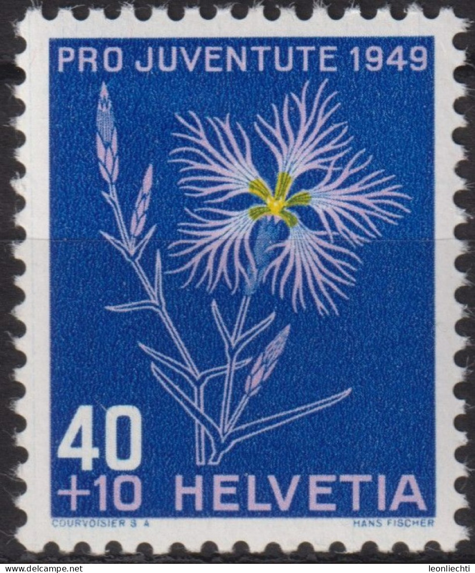 1949 Schweiz Pro Juventute ** Mi:CH 544, Yt:CH 496, Zum:CH J132, Prachtnelke - Unused Stamps