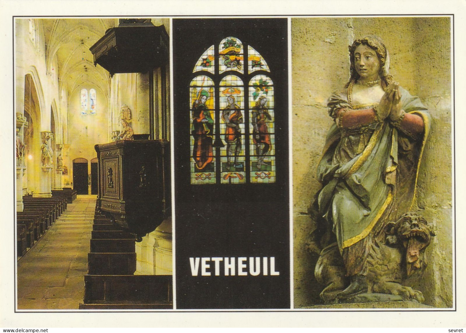 VETHEUIL. - L'Eglise, La Nef - Vitrail Du Maître Verrier Lorin - Ste Marguerite - Vetheuil