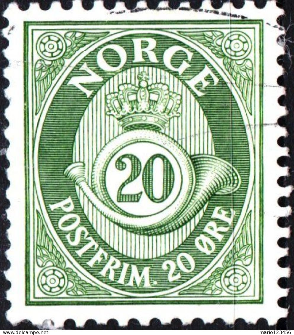 NORVEGIA, NORWAY, CORNO POSTALE, POSTHORN, 1962, USATI Mi:NO 481x, Scot:NO 419, Yt:NO 438 - Used Stamps