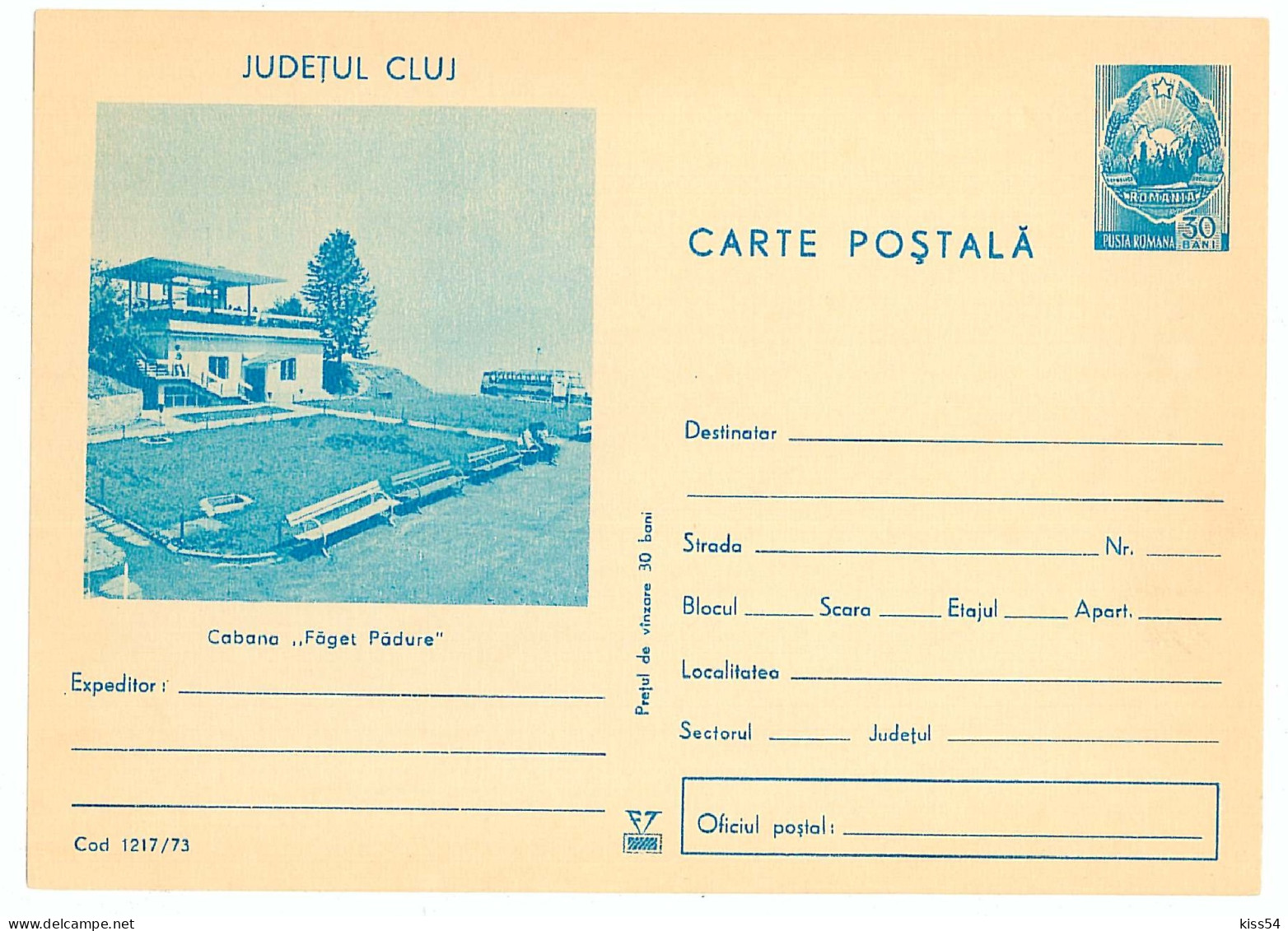 IP 73 - 1217 Cluj, FAGET, Romania, Bus - Stationery - Unused - 1973 - Postwaardestukken