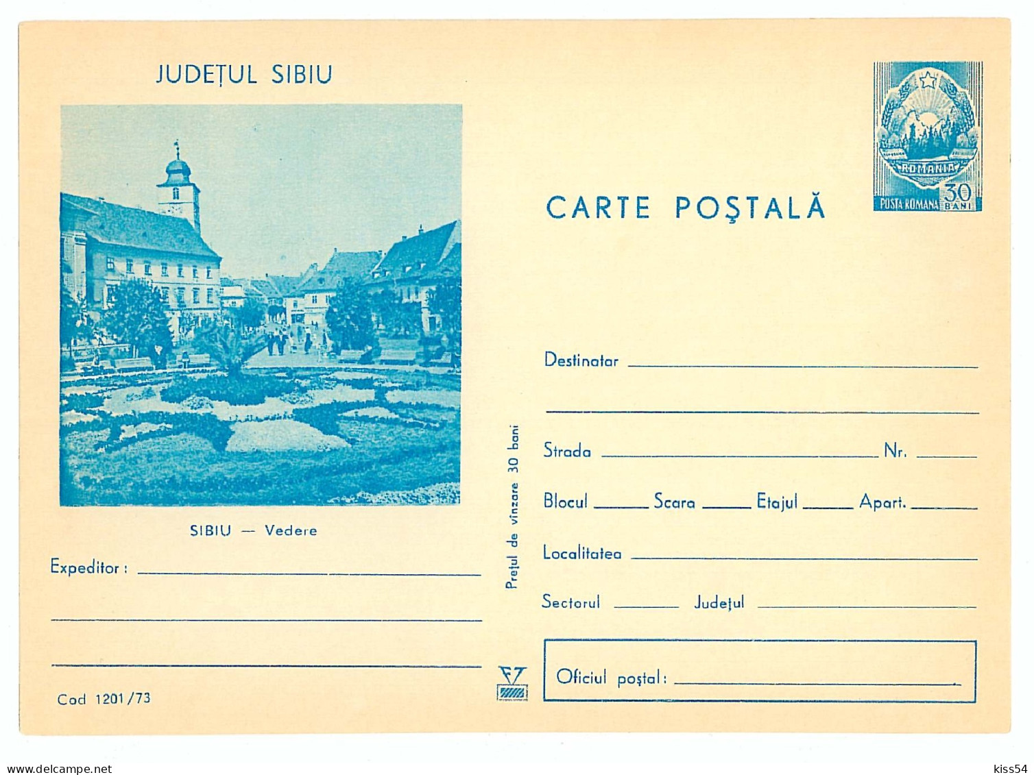 IP 73 - 1201 SIBIU - Stationery - Unused - 1973 - Ganzsachen