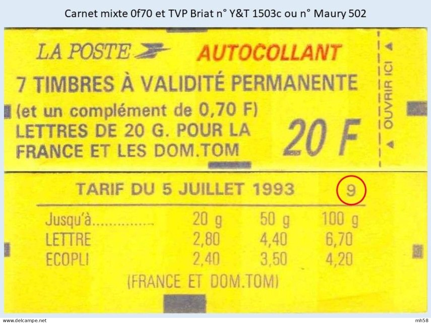 FRANCE - Carnet Mixte Conf. 9 - 0f70 Et TVP Briat - YT 1503c / Maury 502 - Modernes : 1959-...