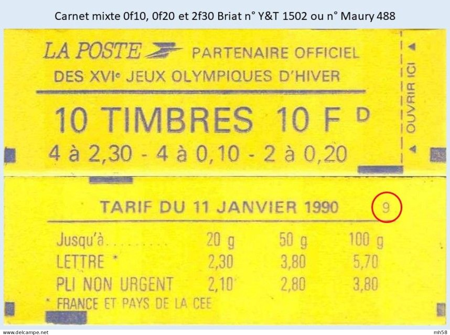 FRANCE - Carnet Mixte Conf. 9 - 0f10, 0f20 Et 2f30 Briat - YT 1502 / Maury 488 - Modern : 1959-…